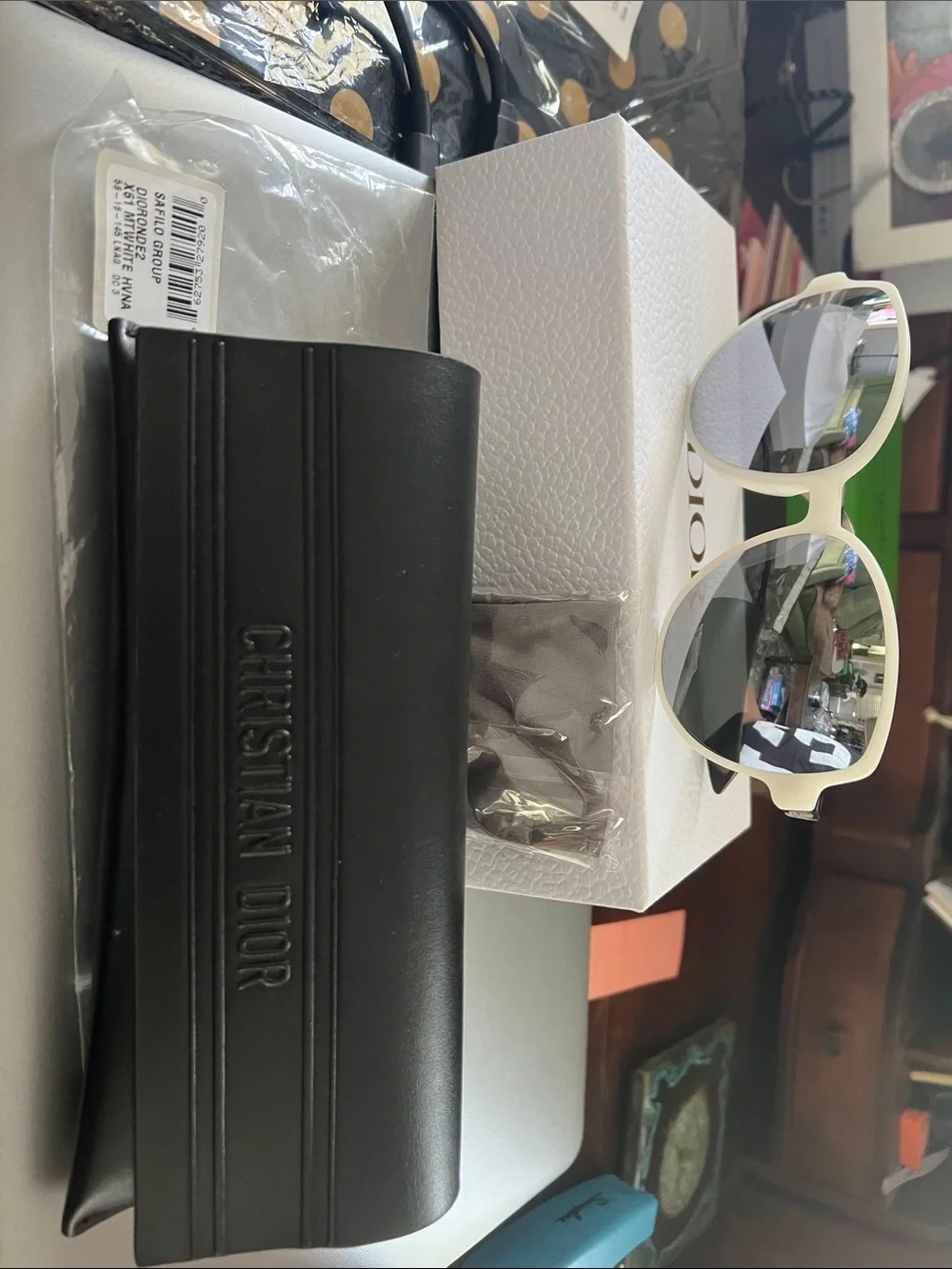 NEW CHRISTIAN DIOR DIORONDE2 X61DC WHITE TORT FRAMES SUNGLASSES 58-16